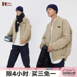 JNXS江南先生日系菱格冬季外套男士棉衣潮牌棒球服情侣装工装棉服