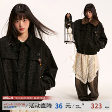 江南先生NewJNXS仿鳄鱼皮可拆卸毛领皮衣双开拉链自带挂件外套秋