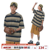 潮半袖 T恤男夏2024新款 打底情侣 复古条纹短袖 江南先生NewJNXS美式