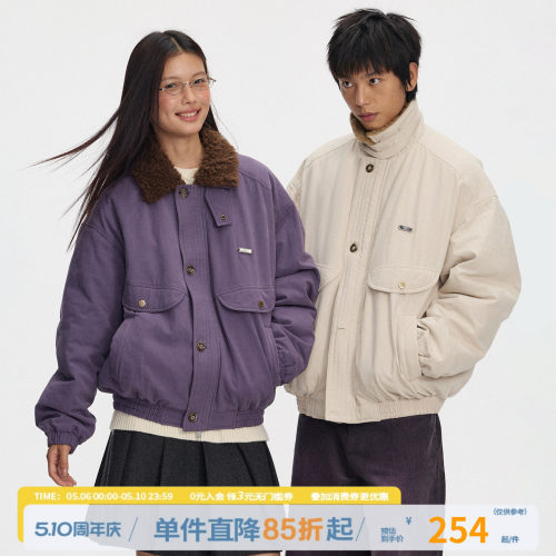 江南先生NewJNXS复古毛领bomber夹克休闲工装棉服做旧洗水外套冬
