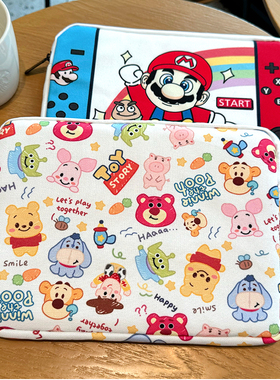 加厚海绵笔记本电脑包内胆包适用于苹果macbook air14pro防摔卡通ipad华为联想小新16英寸小米13帆布袋15.6