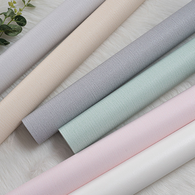 素色3d立体墙纸北欧风格亚麻2021新款卧室客厅壁纸现代简约 高档