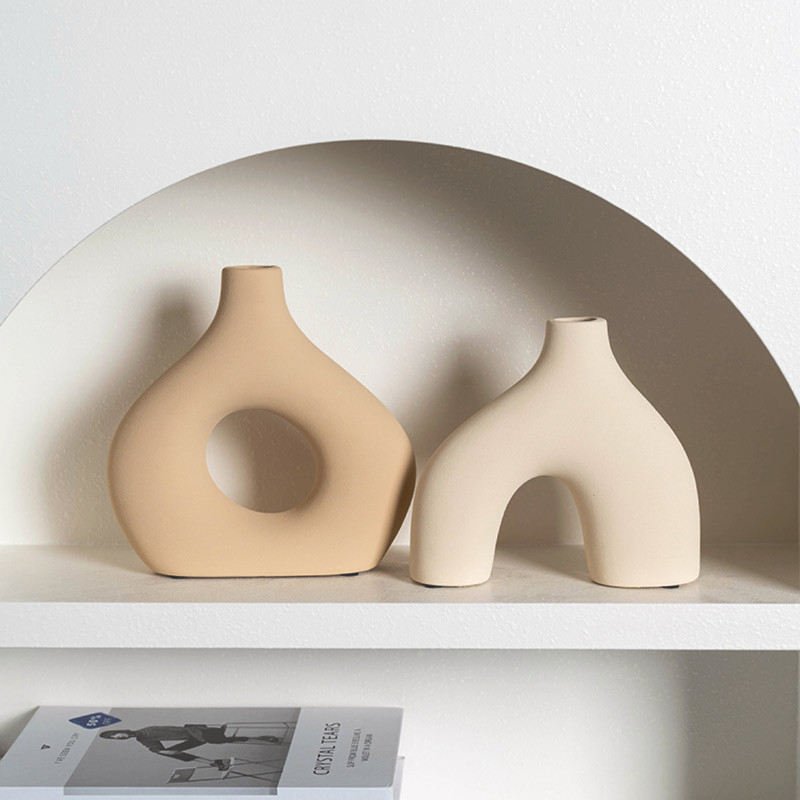 简约艺术奶油风陶瓷花瓶干花插花客厅北欧轻奢家居高级感装饰摆件,家居饰品,花瓶,淘宝优惠券,粉丝福利购,淘宝优惠卷