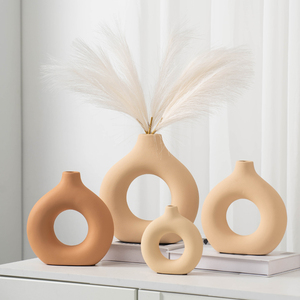 白色创意陶瓷花瓶装饰简约现代桌面干花轻奢高级感摆件客厅插花