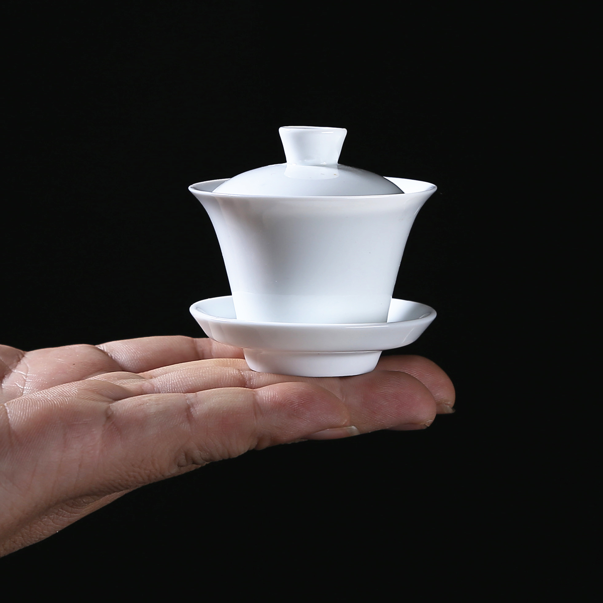 纪森新款白白大小号玉瓷泡茶碗