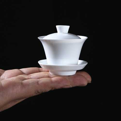 纪森新款白白大小号玉瓷泡茶碗