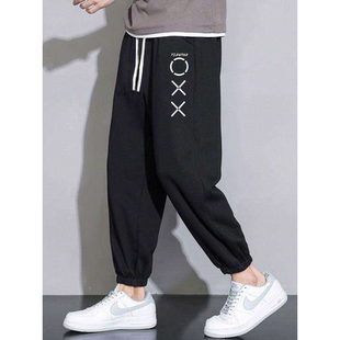 加大美式 男士 裤 子束脚加肥休闲裤 ins运动宽松大码 潮牌春夏季 卫裤