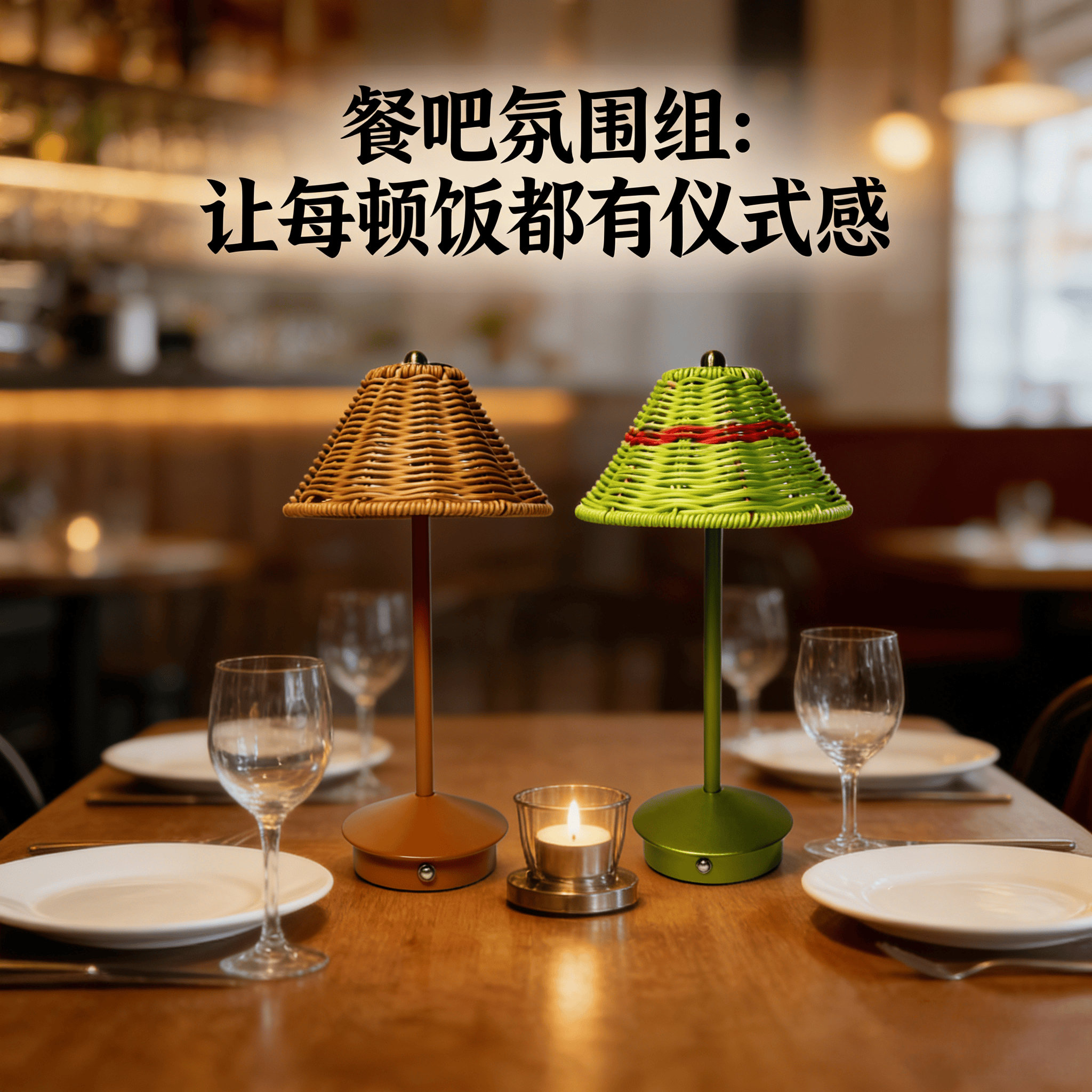 北欧高级感创意藤编台灯餐厅户外便携式可充电调光装饰餐桌氛围灯,家装灯饰光源,装饰台灯,淘宝优惠券,粉丝福利购,淘宝优惠卷