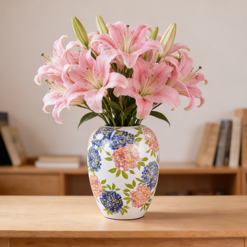 景德镇手绘绣球中式陶瓷餐桌水培大花瓶摆件客厅插花轻奢高级感,家居饰品,花瓶,淘宝优惠券,粉丝福利购,淘宝优惠卷
