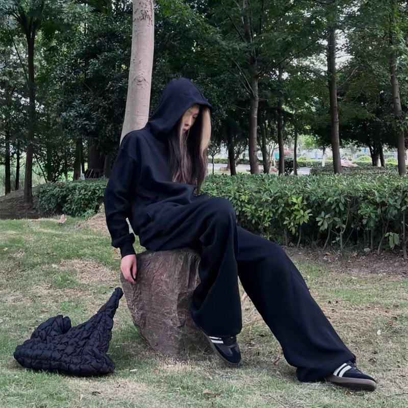 GENTNOBKIN通勤cleanfit休闲裤男士400G重磅纯棉宽松直筒垂感卫裤