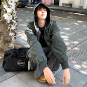 GENTNOBKIN水洗做旧破坏底特律拉链连帽外套男士 薄款 重磅卡哈特潮