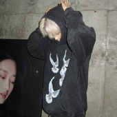 GENTNOBKIN 23AW和平鸽连帽卫衣男士 秋冬水洗做旧宽松重磅上衣服