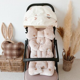 婴儿遛娃神器手推车宝宝加绒坐垫刺绣四季通用可机洗柔软薄垫厚垫