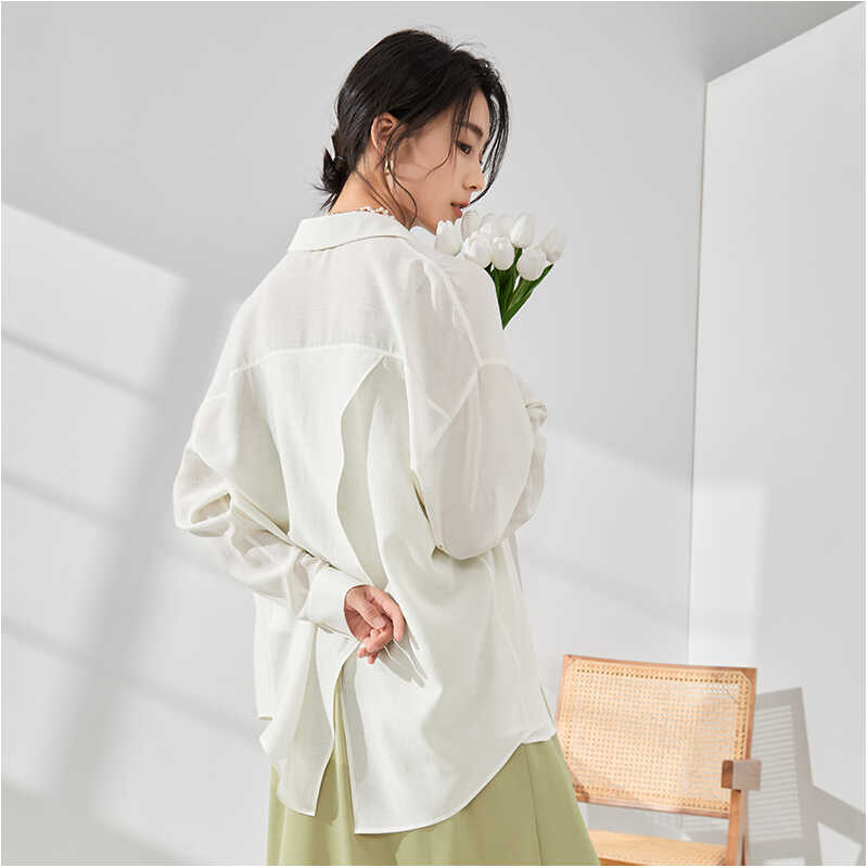 防晒衬衫宽松气质淑女风长袖开衫6392002