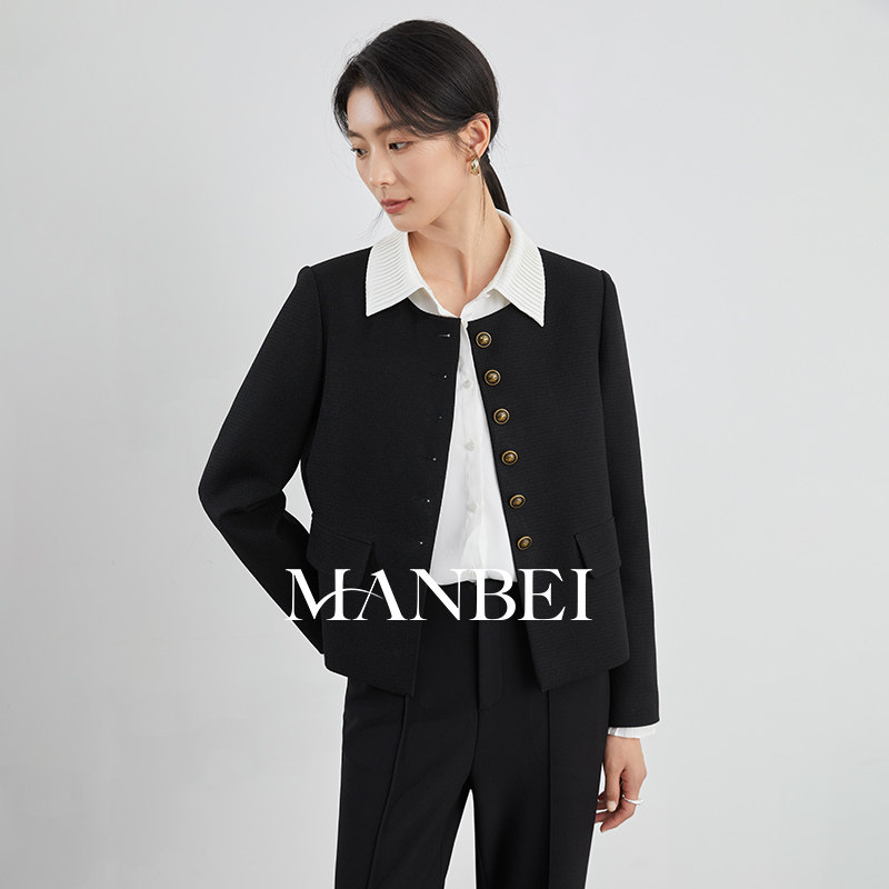 曼贝复古小个子西装外套女春秋