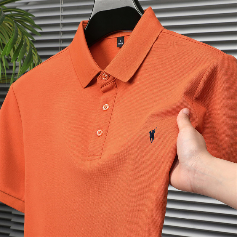 Paul POLO shirt, short sleeve, men's solid color cotton small horse label embroidered lapel T-shirt, Korean version youth slimming style, cool and stylish thumbnail 5