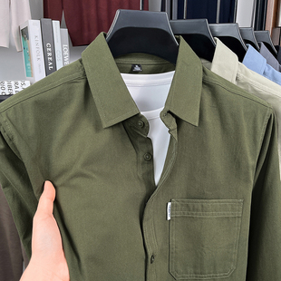 保罗纯棉衬衫男长袖春秋男生2025新款寸衫薄男士内搭衬衣外套男款