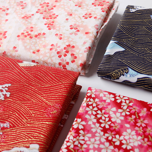 日韩和风面料手工diy布料布料 烫金系列 棉  半米价