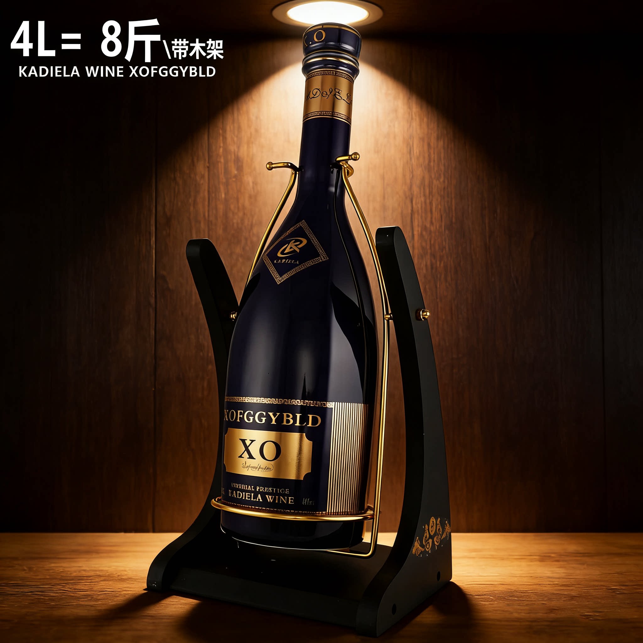 八斤装陶瓷大瓶送礼洋酒 原液进口XO白兰地4L 大容量皇家易冠带架