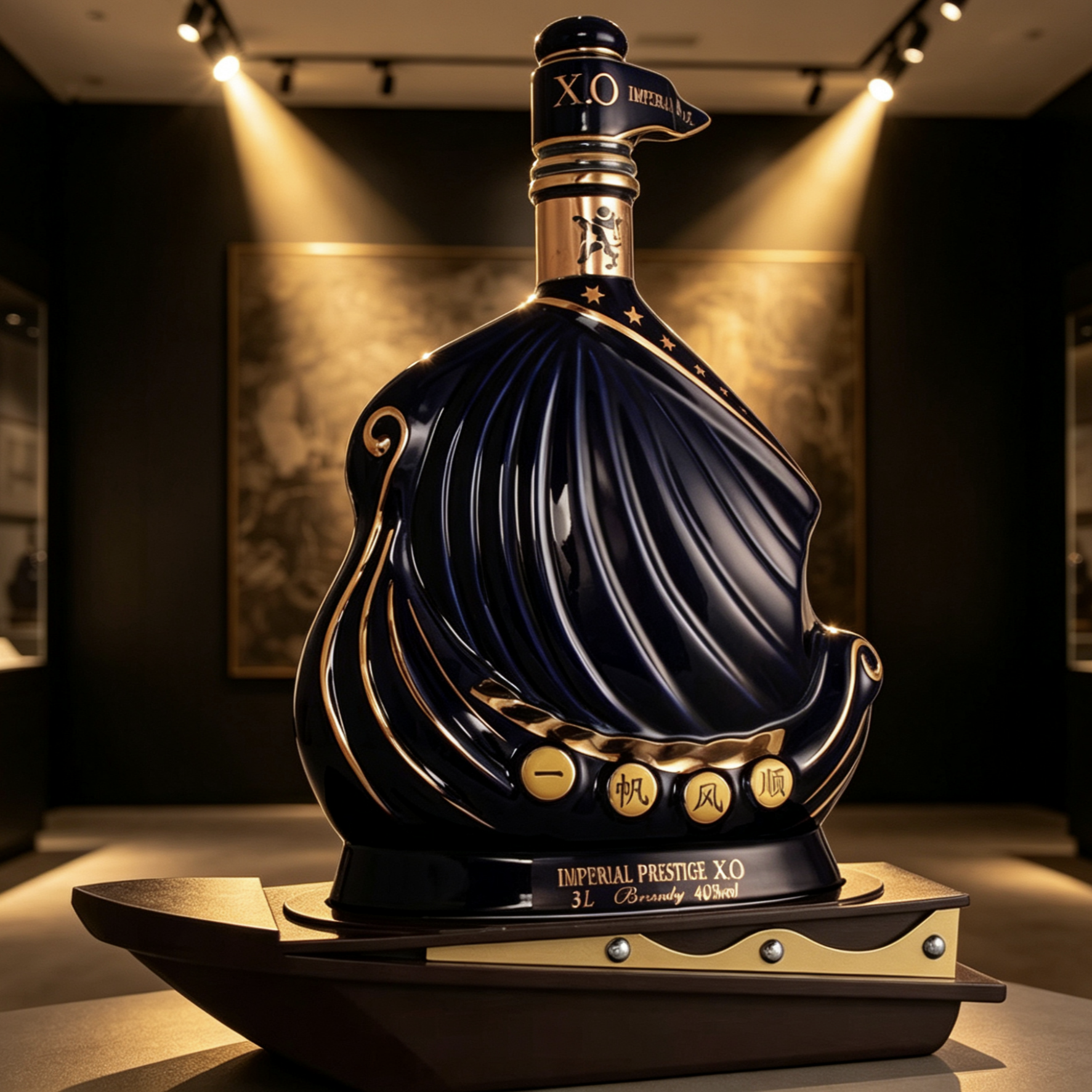 一帆风顺6斤大容量XO 陶瓷瓶送礼洋酒3L白兰地法国原液进口带酒座