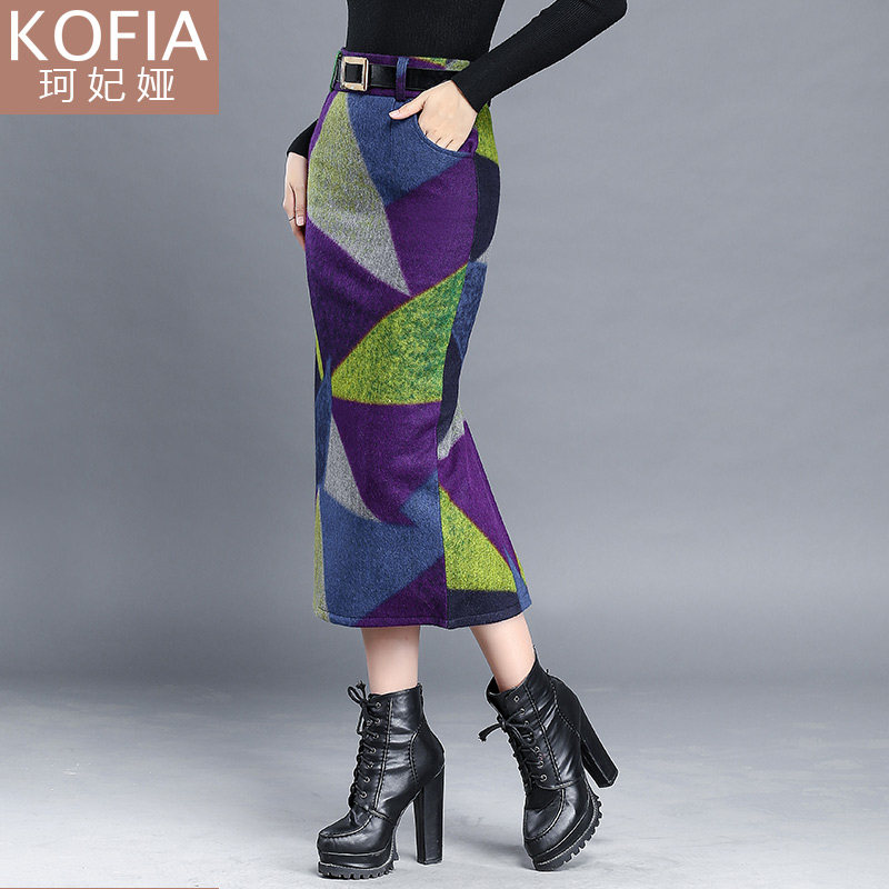 半身裙女秋冬2018新款中长款一步裙包臀裙毛呢高腰修身显瘦铅笔裙在类目 女装/女士精品, 半身裙中 - 来自Buy2taobao.com提供专业的淘宝代购服务