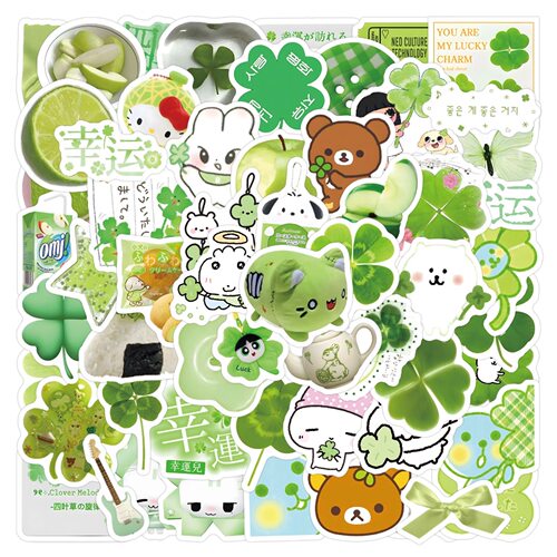 100张古早绿四叶草手机贴纸