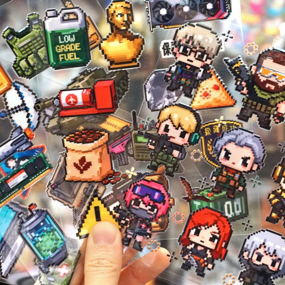 新款三角洲行动游戏周边卡通物品道具方块人转印贴防水防晒水晶标