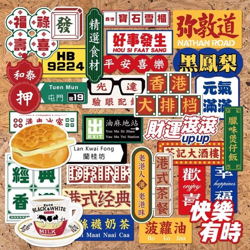 31枚文艺复古港风怀旧贴经典香港系行李箱笔记本电脑ipad手机贴纸
