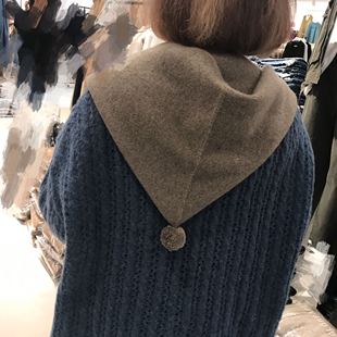 毛球羊毛围巾女围脖套连帽子一体针织保可拆领子秋冬羊绒披肩外搭