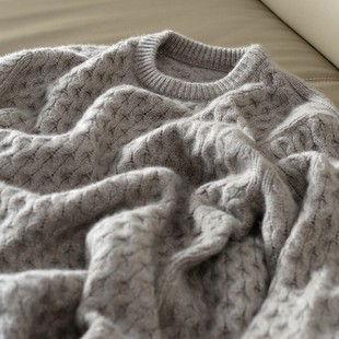 加厚男女情侣棒针羊绒针织圆领套头羊毛衣打底麻花菱形JCLP大冯冯