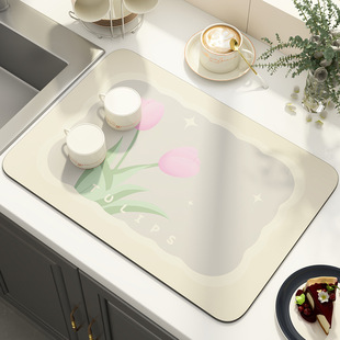 厨房台面沥水垫硅藻泥水槽池边吸水垫桌面餐具干燥垫茶台吧台杯垫