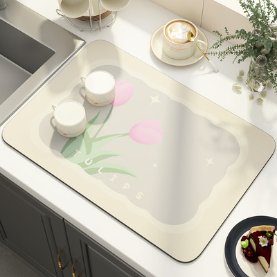 厨房台面沥水垫硅藻泥水槽池边吸水垫桌面餐具干燥垫茶台吧台杯垫