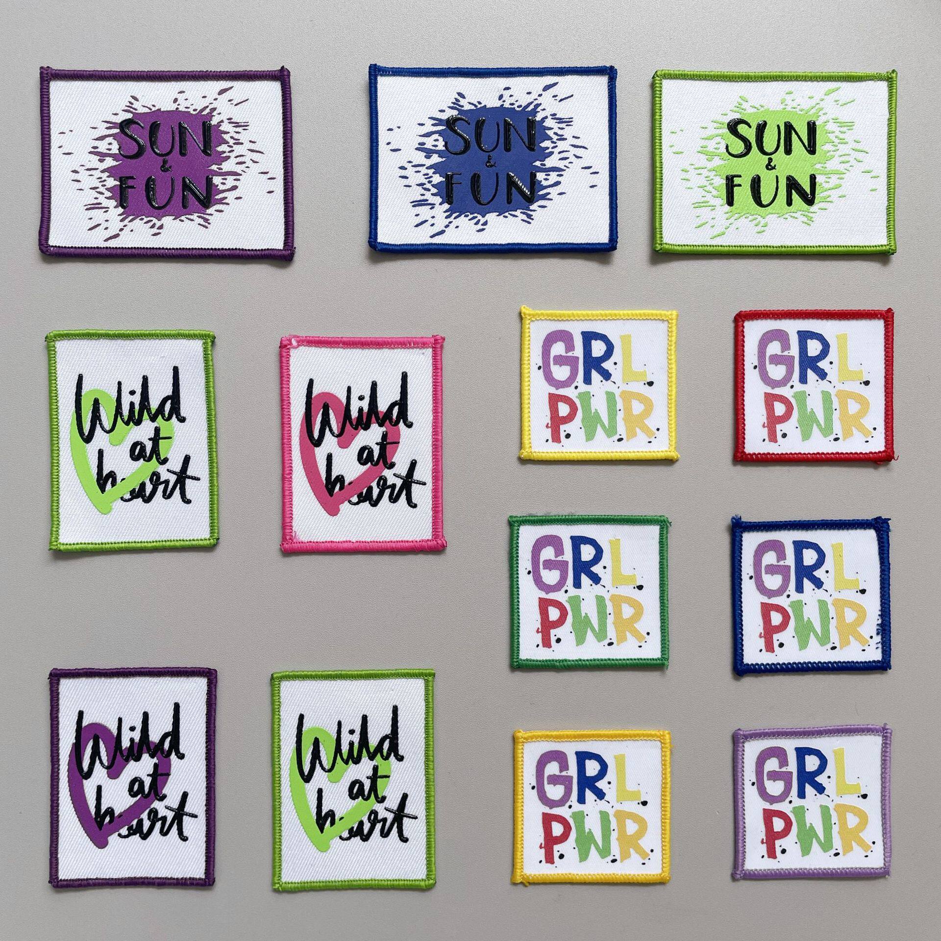 新款英文字母系列多色锁边立体印布贴丝网胶印布标补丁贴DIY贴标