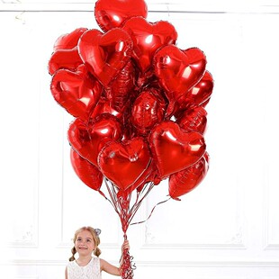 12pcs红色爱心铝膜气球18寸情人节装饰气球婚庆派对结婚布置