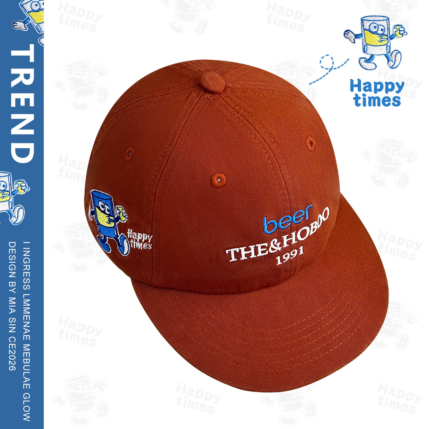 韩国刺绣卡通脏橘色平檐鸭舌帽男女户外街头滑板帽显脸小棒球帽子,服饰配件/皮带/帽子/围巾,帽子,淘宝优惠券,粉丝福利购,淘宝优惠卷