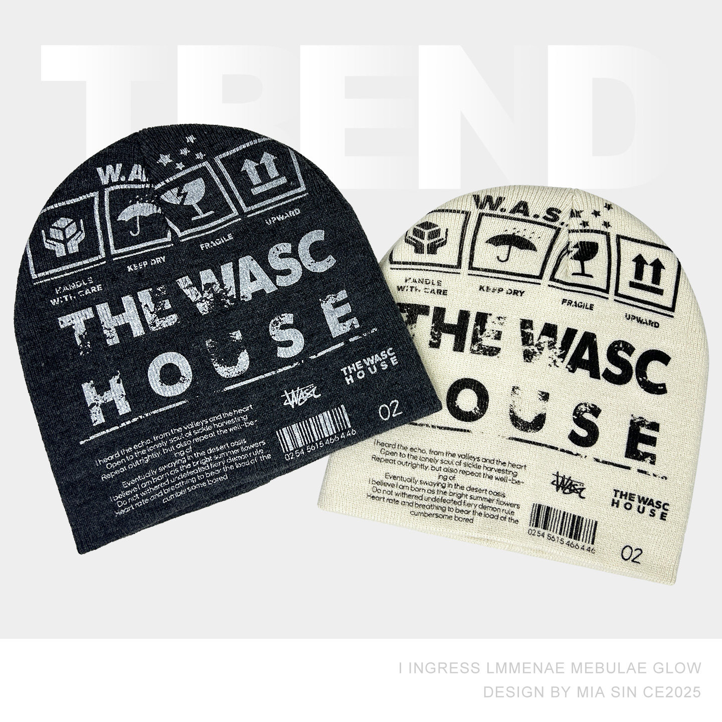 美式复古做旧印花针织冷帽男女潮