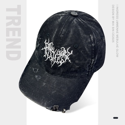 美式个性缺角刺绣火焰铆钉棒球帽