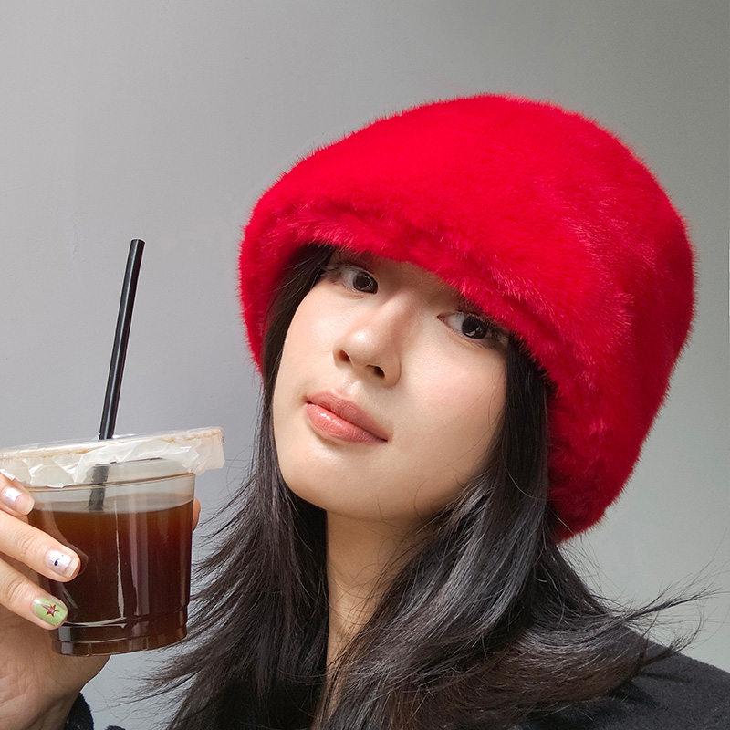 手感真的好丝滑安哥拉红渔夫帽