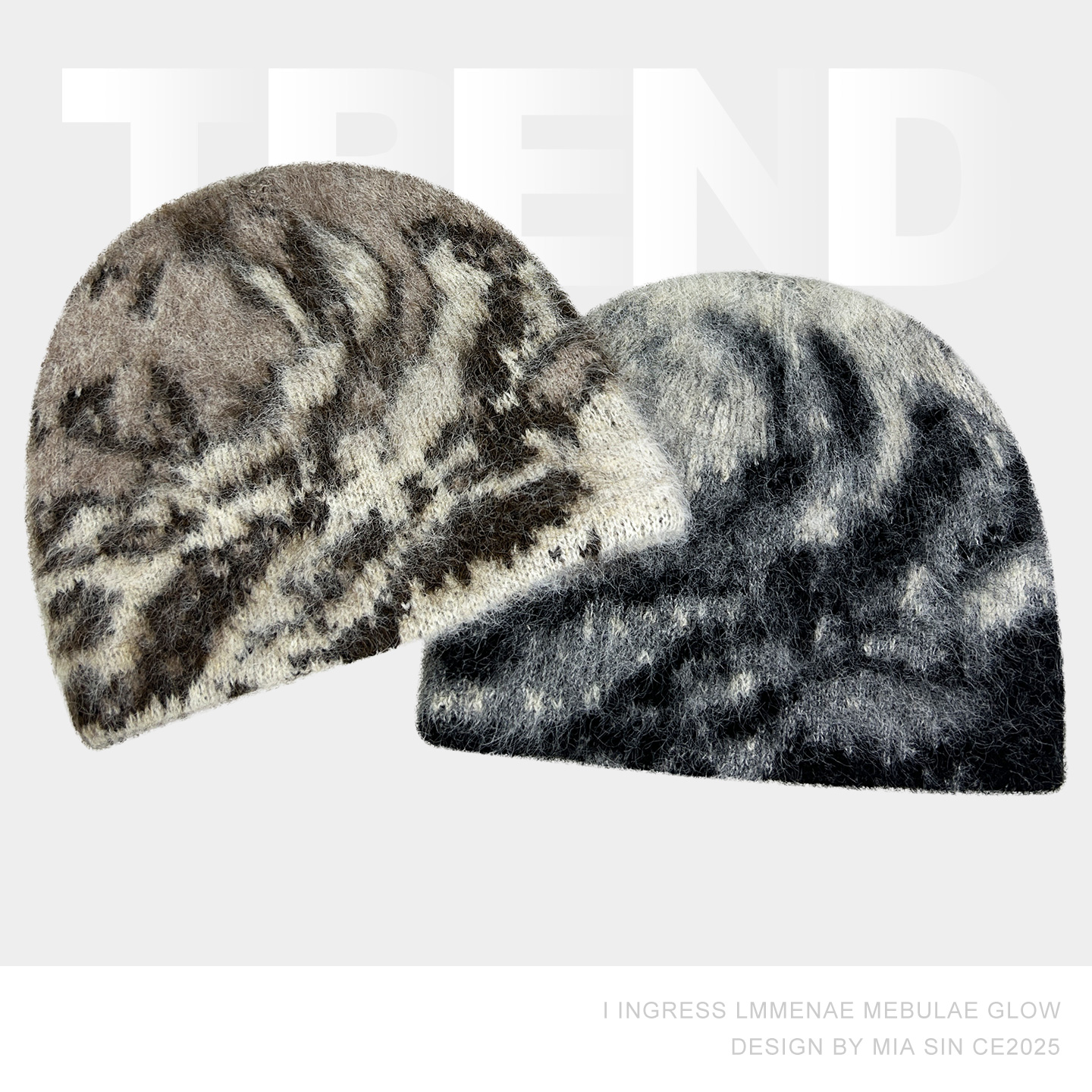 韩国毛绒软糯提花双层针织帽子女