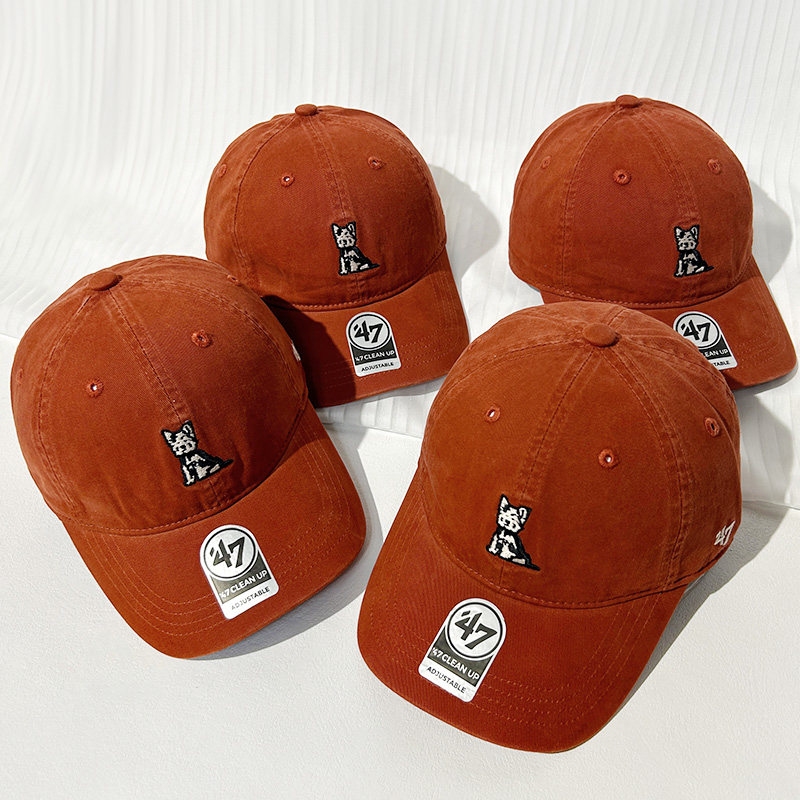 47Brand脏橘色刺绣小狗棒球帽