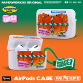 PAPERWORKS原创大闸蟹图案卡通耳机套耳机壳磨砂方形适用于苹果耳机第二三四代AirPods4代Pro3代2代