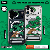 PAPERWORKS原创PINE松图案松树相机触摸按键双层印刷透明标准适用于苹果iPhone17ProMax16pro15全包手机壳