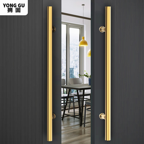 有框玻璃门木门侧装马蹄大拉手