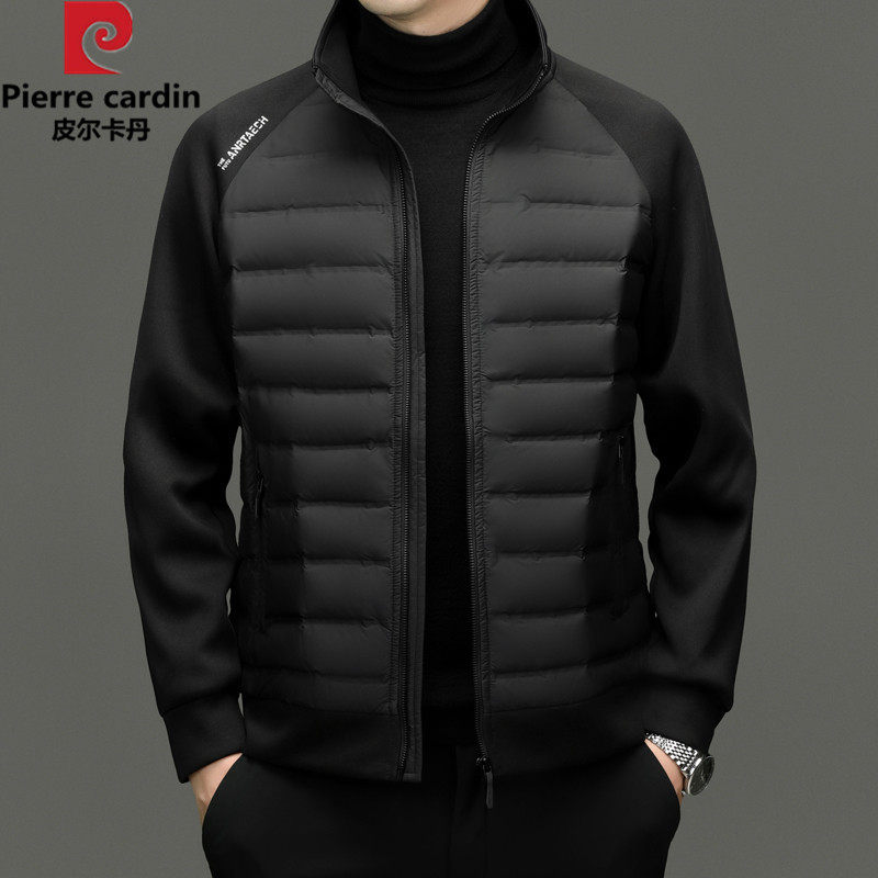 皮尔卡丹男士轻薄款立领羽绒服短款2024秋冬休闲保暖夹克外套