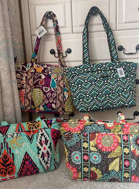 Vera Bradle 纯原经典花色单肩包小号女士托特包