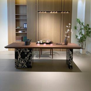 新TMCC632茶中式台实茶桌2025新款岩板木办公室茶北美黑胡桃木现