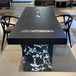 新中茶式北美黑胡桃木茶桌2025新款现茶代简约岩板821办公室台实