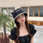 猫耳朵帽子女夏季 百搭ins潮学生可爱春秋 遮阳防晒早春渔夫帽韩版