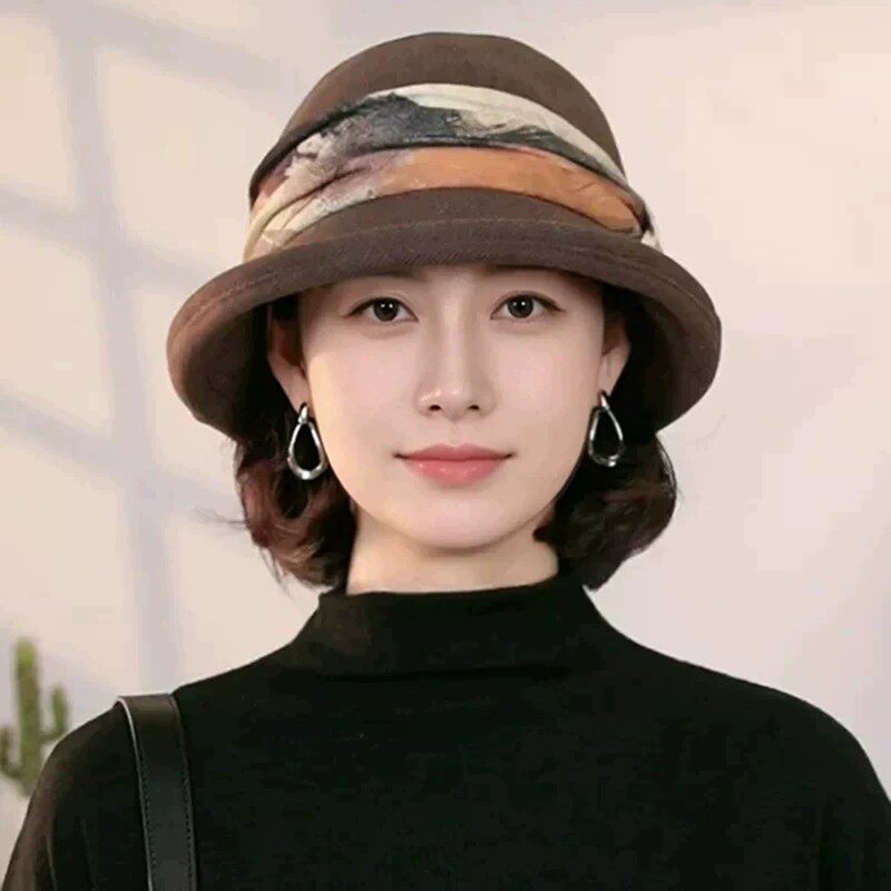 复古百搭宽檐保暖渔夫帽女款