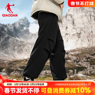 乔丹中科探联名加绒加厚女裤黑色户外运动工装长裤子QDFYK2254514